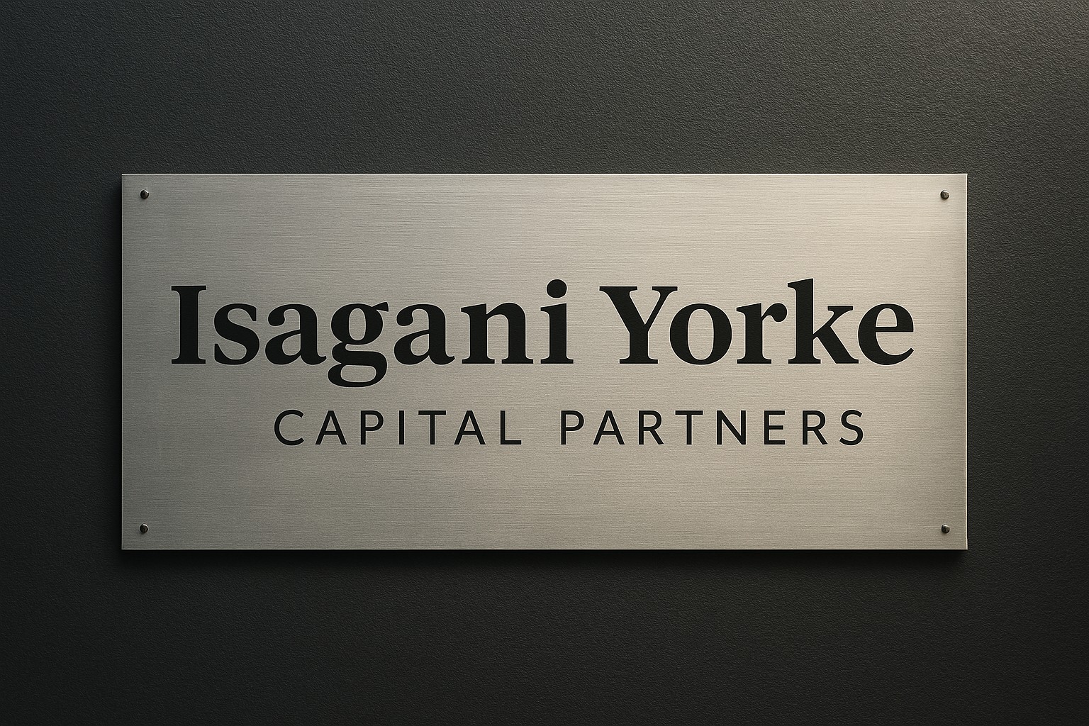 Isagani Yorke Capital Partners brushed metal plaque